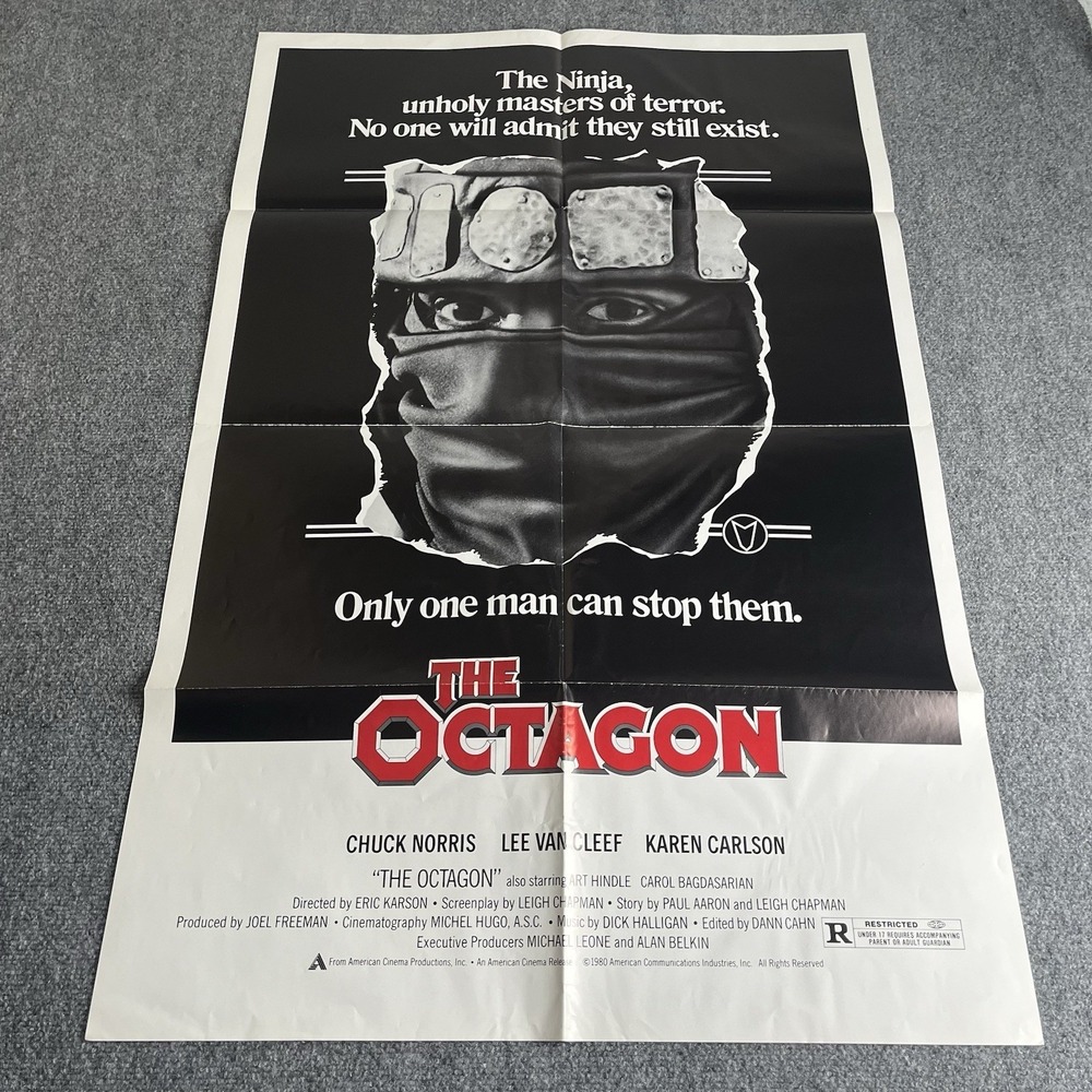 VTG 1980 CHUCK NORRIS The Octagon 1 Sheet Movie Poster Ninja Martial Arts 27x41
